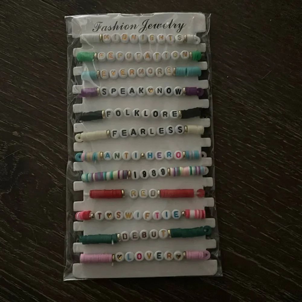 Taylor Swift themed pack of handmade beaded friendship bracelets - 4 available
